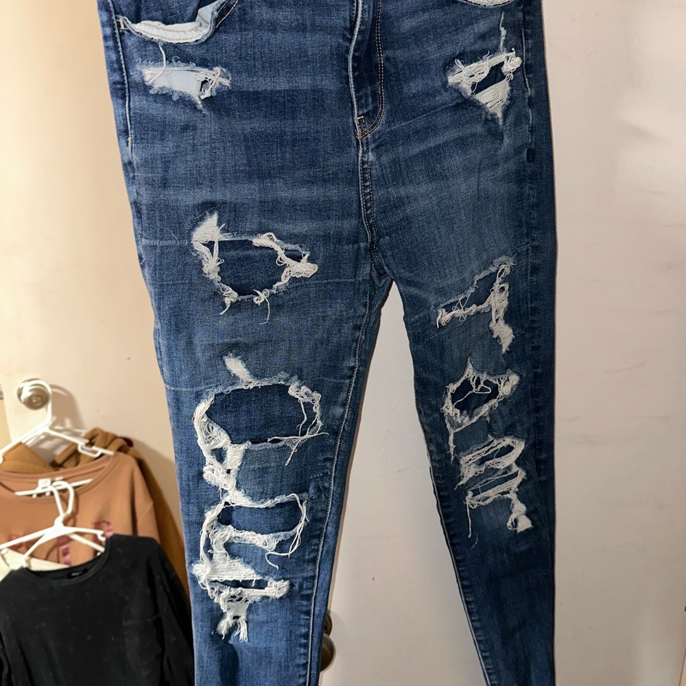 American Eagle Outfitters Ripped Blue Skinny Jeans